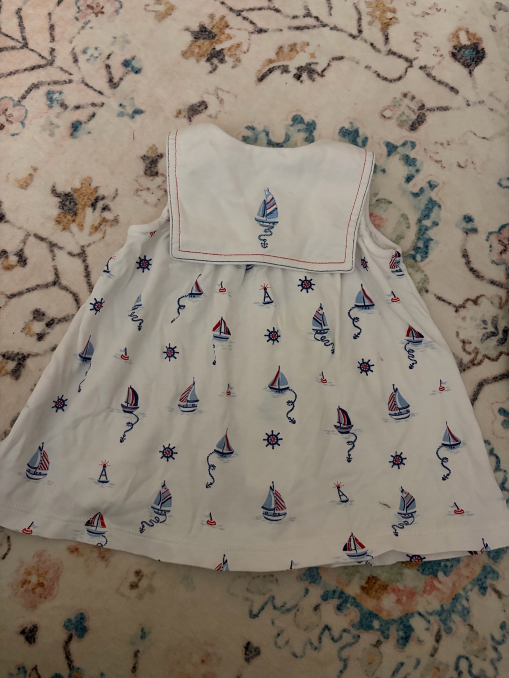 Kissy Kissy White Pajama Set with Blue & Red Sailboat Print